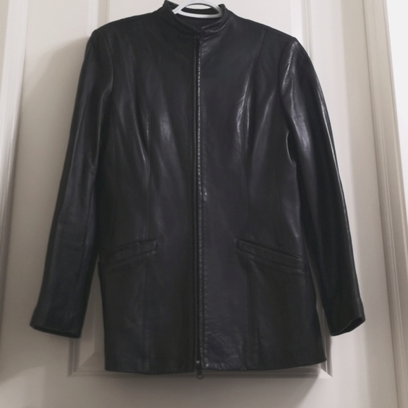 Danier Italian Leather Zip Up Tunic Length Fall Jacket Size S Buttery Soft - Picture 3 of 15